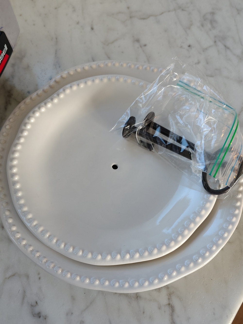 White Ceramic Beaded Edge Cake Stand Replacement Plate - Brand Unknown